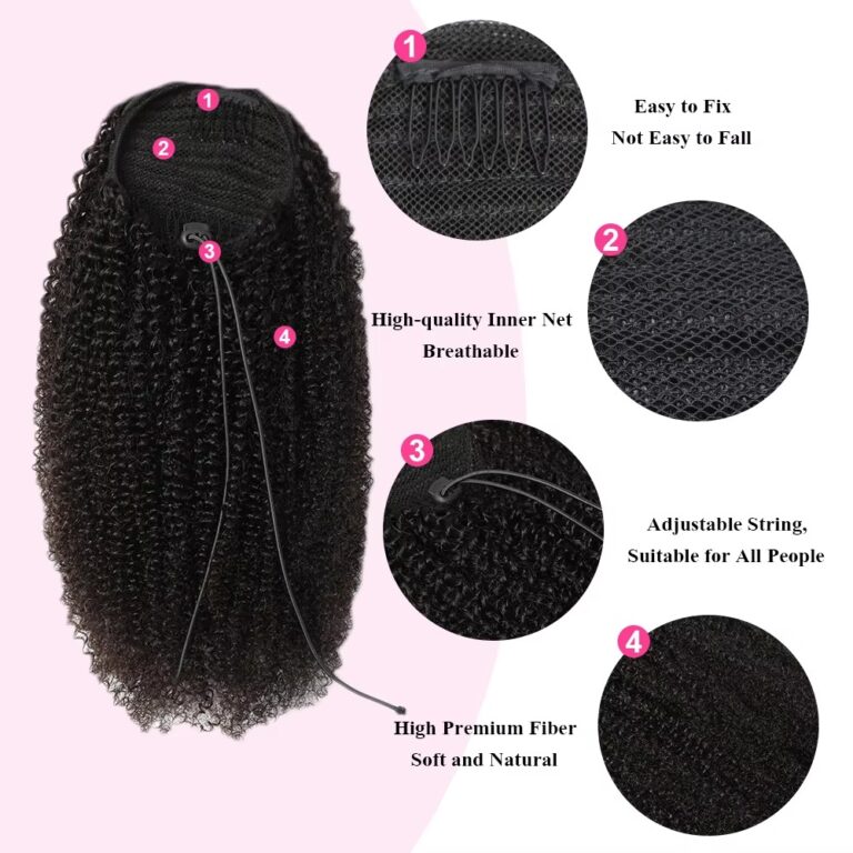 100g Afro Kinky Curly Clip-In Ponytail Extensions