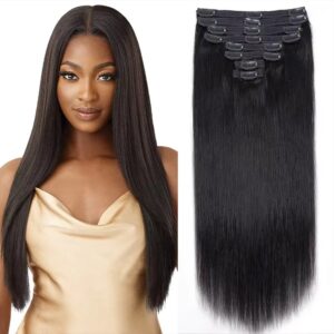 120g 8pcs Straight Human Hair Clip-In Extensions