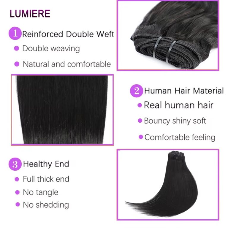120g Bone Straight Clip-In Human Hair Extensions