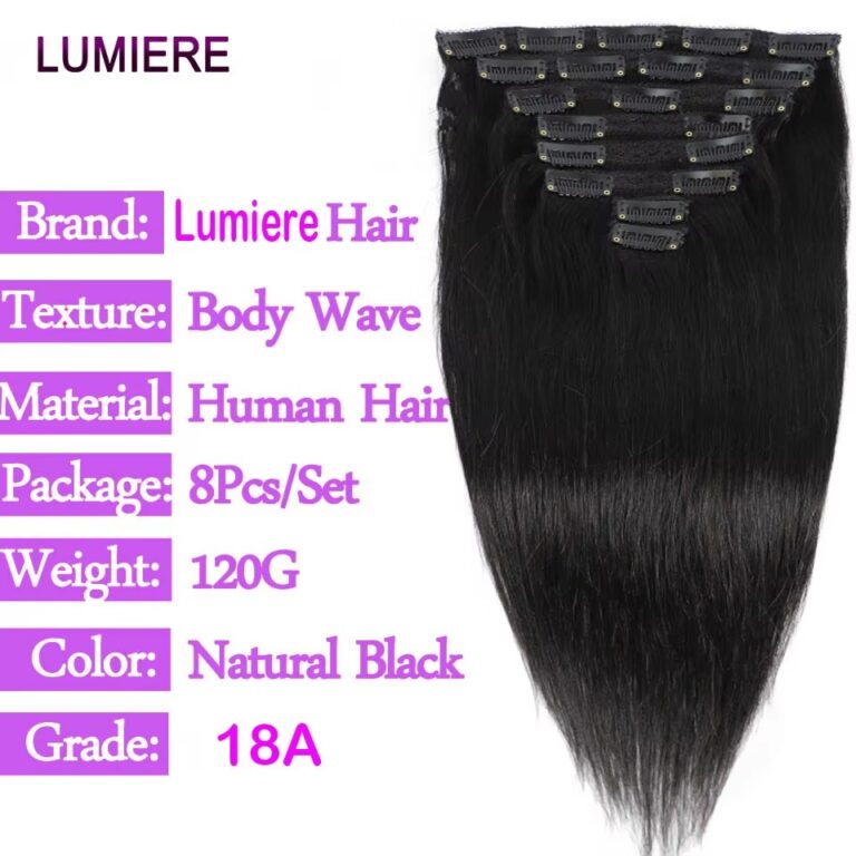 120g Bone Straight Clip-In Human Hair Extensions
