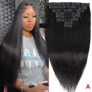 120g Bone Straight Clip-In Human Hair Extensions