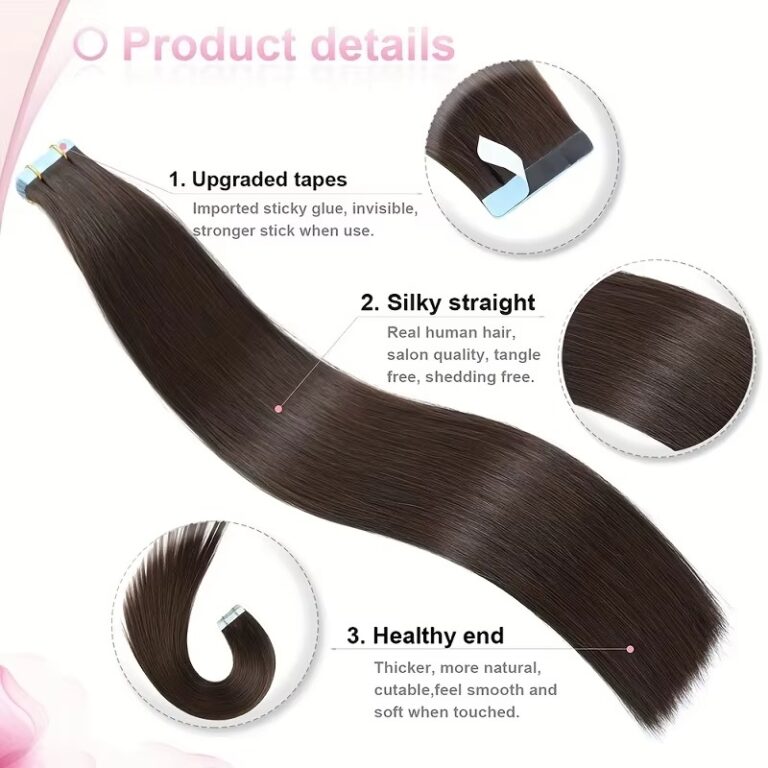#2 Dark Brown Tape-In Invisible Skin Weft Hair Extensions