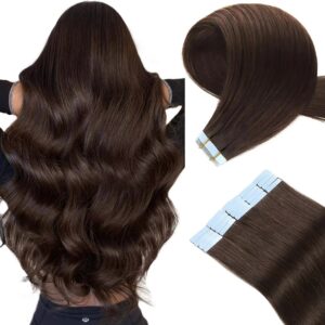 #2 Dark Brown Tape-In Invisible Skin Weft Hair Extensions