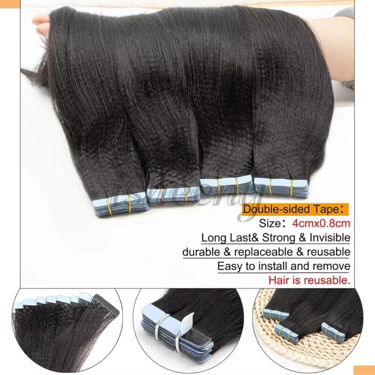 20pcs Set Light Yaki Tape-In Human Hair Extensions