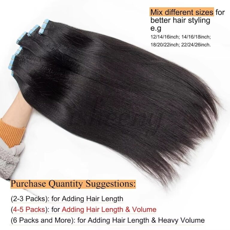 20pcs Set Light Yaki Tape-In Human Hair Extensions