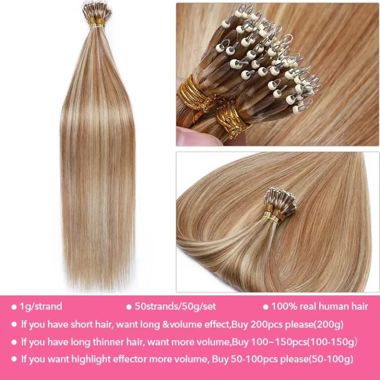 22-Inch Premium Human Hair Nano Ring Tip Extensions