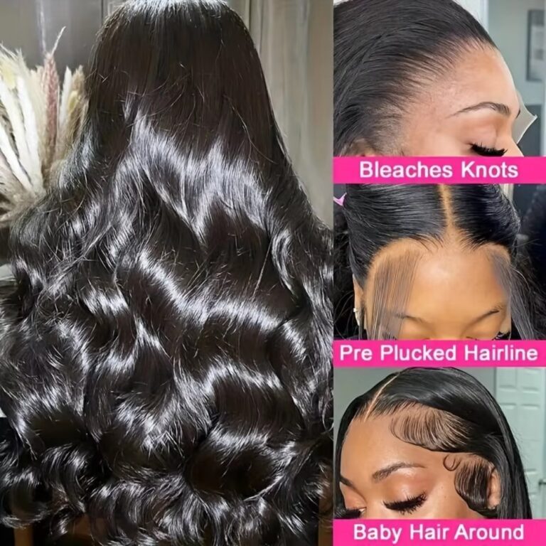 360 HD Lace Front Human Hair Body Wave Transparent Frontal Wig Pre-Plucked Full Hairline