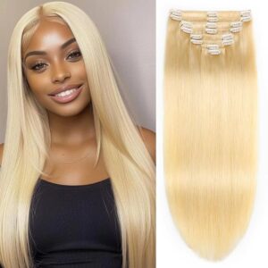 613 Blonde Straight Clip-In Human Hair Extensions
