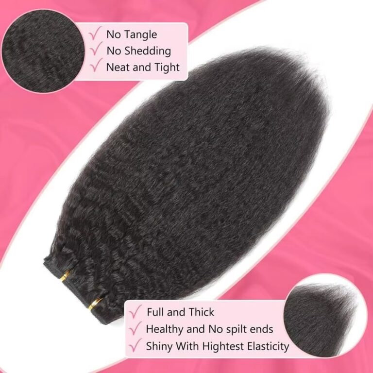 8pcs 120g Kinky Straight Clip-In Human Hair Extensions