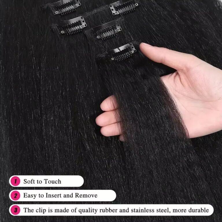 8pcs 120g Kinky Straight Clip-In Human Hair Extensions