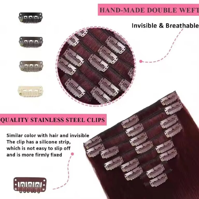 99J Burgundy Straight Clip-In Hair Extensions