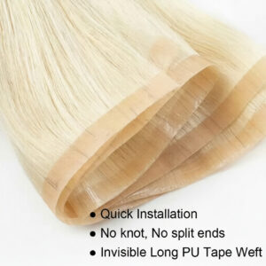 Blonde Seamless Tape-In Human Hair Extensions – Natural PU Skin Weft