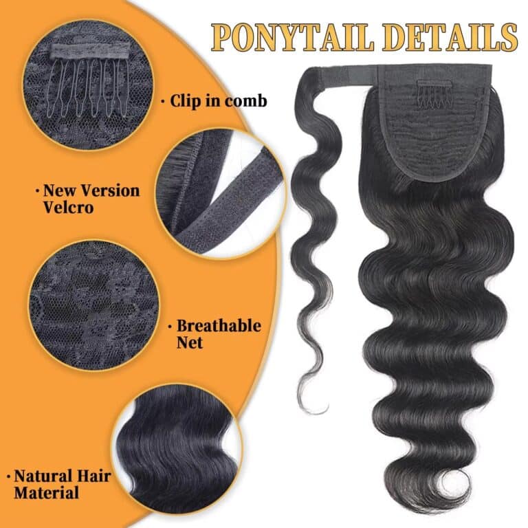 Brazilian Virgin Body Wave Human Hair Ponytail Magic Tie Long Body Wave Natural Black Ponytail