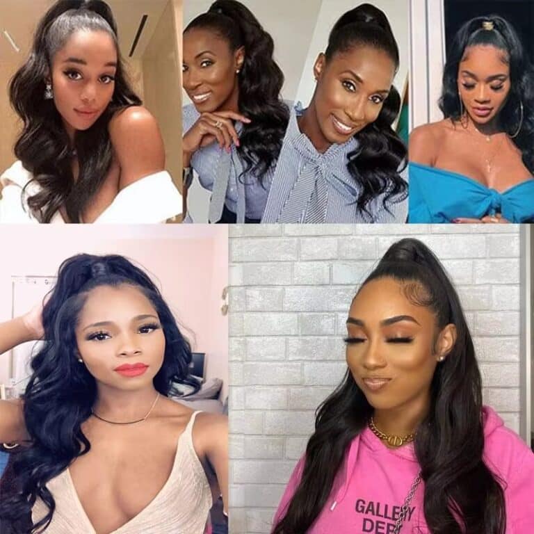 Brazilian Virgin Body Wave Human Hair Ponytail Magic Tie Long Body Wave Natural Black Ponytail