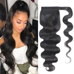 Brazilian Virgin Body Wave Human Hair Ponytail Magic Tie Long Body Wave Natural Black Ponytail