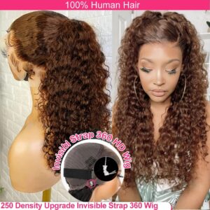Chocolate Brown Deep Wave Lace Front Human Hair Wig – Glueless Water Wave Lace Frontal
