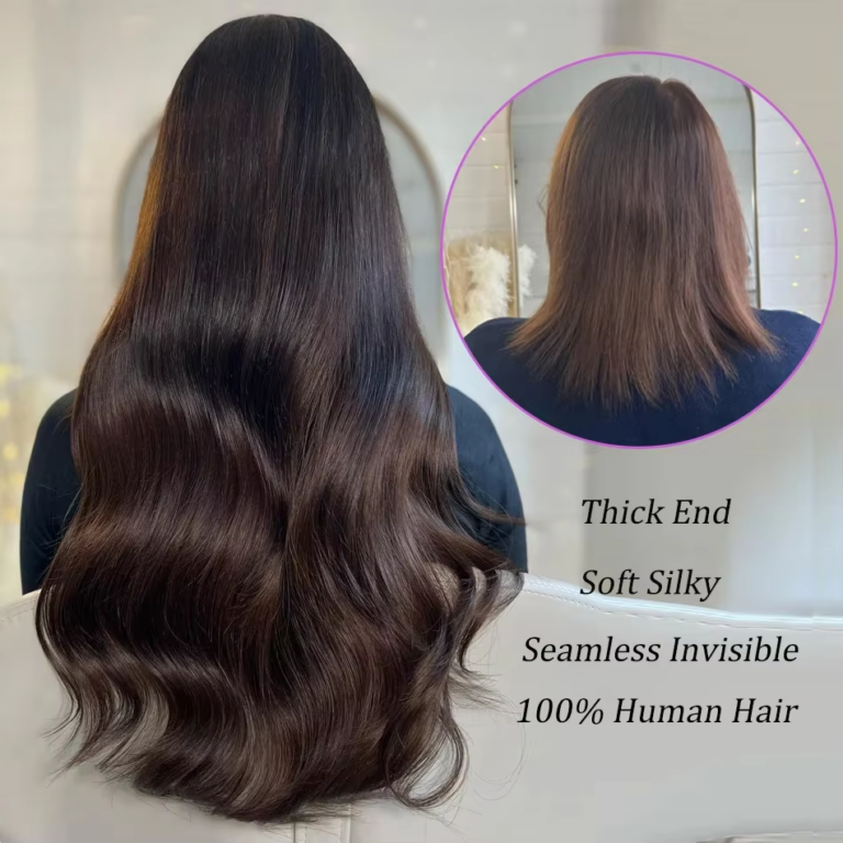 Dark Brown #2 Bone Straight Clip-In Hair Extensions