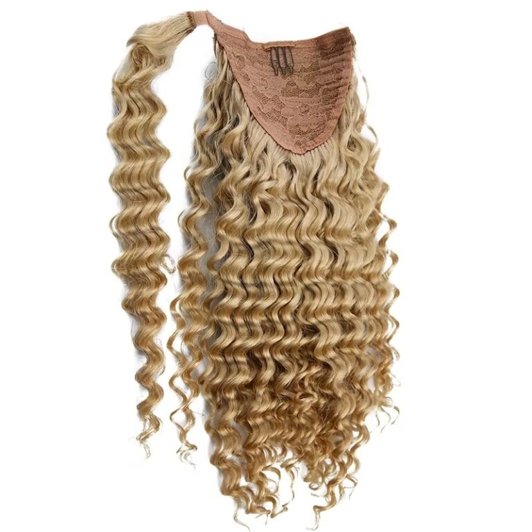 Deep Wave Human Hair Ponytail Extension – Curly Clip-In 100% Real Natural Human Hair False Tail