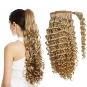 Deep Wave Human Hair Ponytail Extension – Curly Clip-In 100% Real Natural Human Hair False Tail