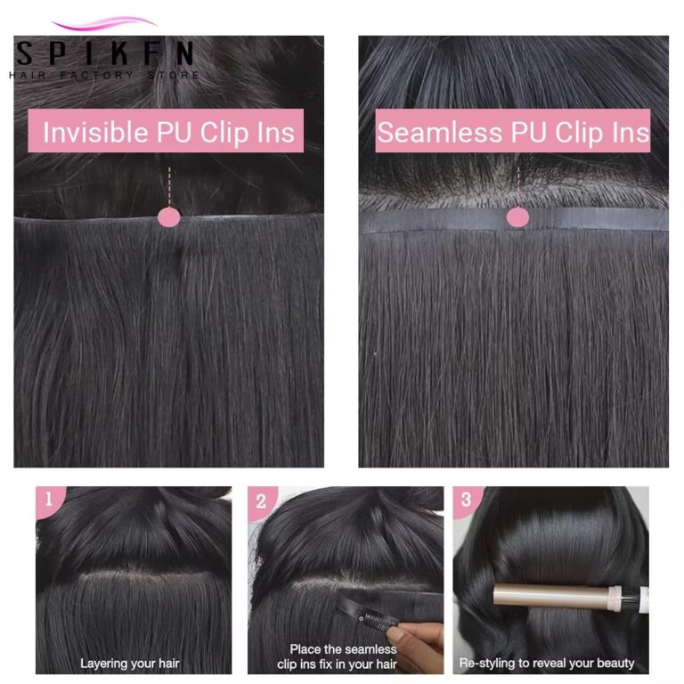 Invisible PU Clip-In Hair Extensions 100–120g