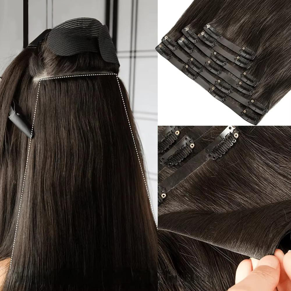 Invisible PU Clip-In Hair Extensions 100–120g
