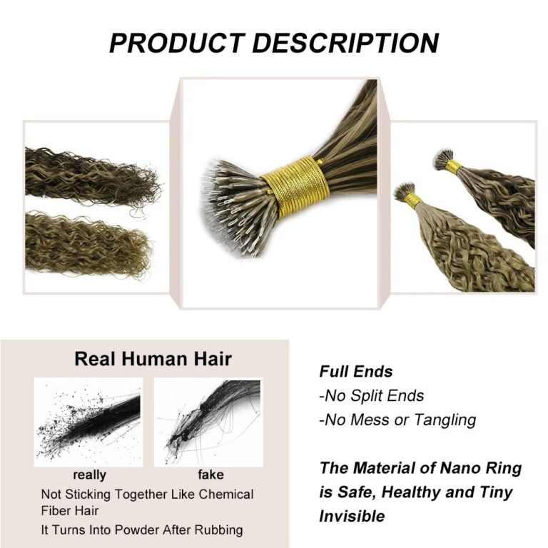Natural Wave Human Hair Extensions – 50g Nano Ring Keratin Capsule Micro Ring Fusion Hair