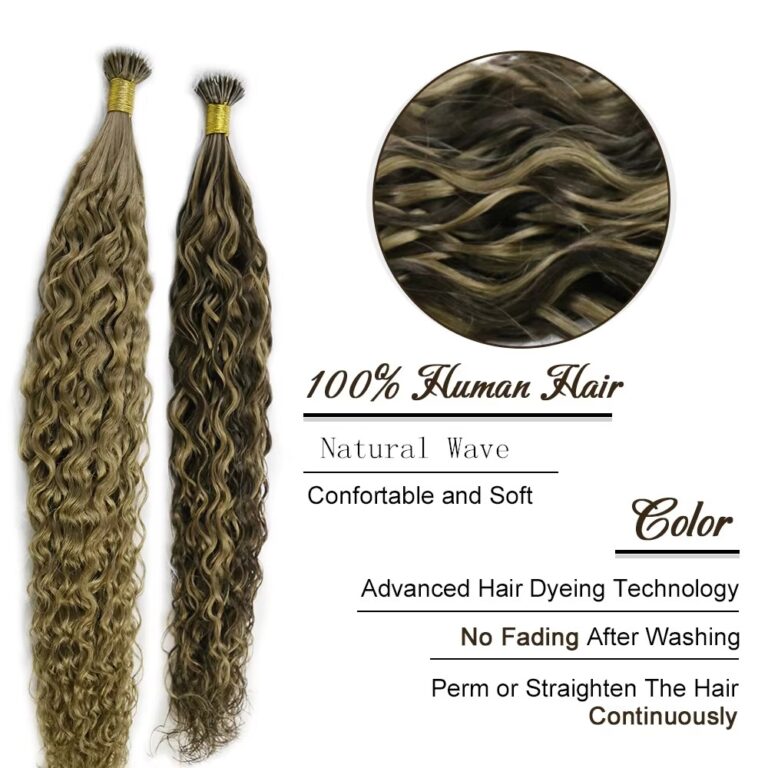 Natural Wave Human Hair Extensions – 50g Nano Ring Keratin Capsule Micro Ring Fusion Hair