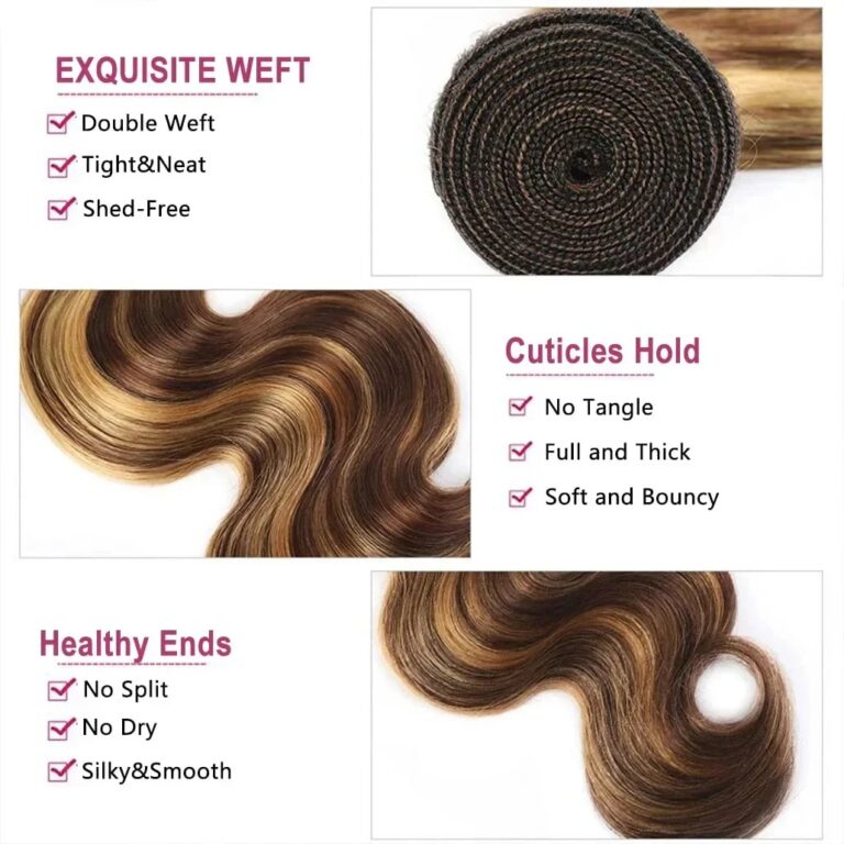 P4/27 Honey Brown Brazilian Weft Hair Extensions