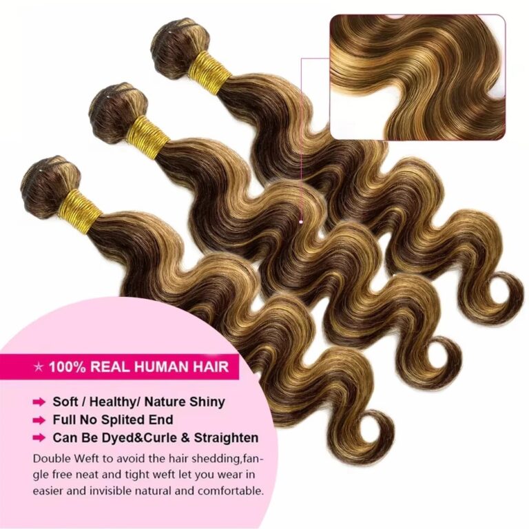 P4/27 Honey Brown Brazilian Weft Hair Extensions