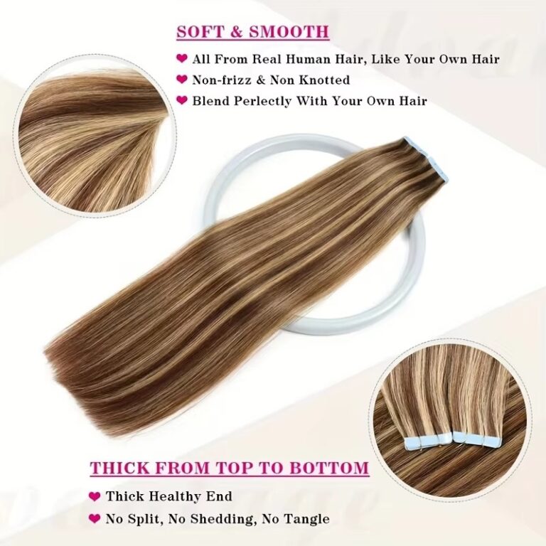 #P427 Tape-In Hair Extensions - Ombre Chocolate Brown to Caramel Blonde