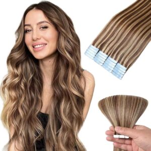 #P427 Tape-In Hair Extensions - Ombre Chocolate Brown to Caramel Blonde