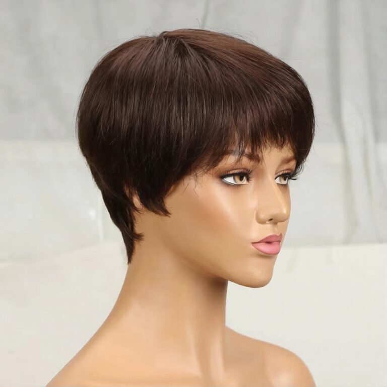 Pixie Short Straight Human Hair Wig with Bangs
