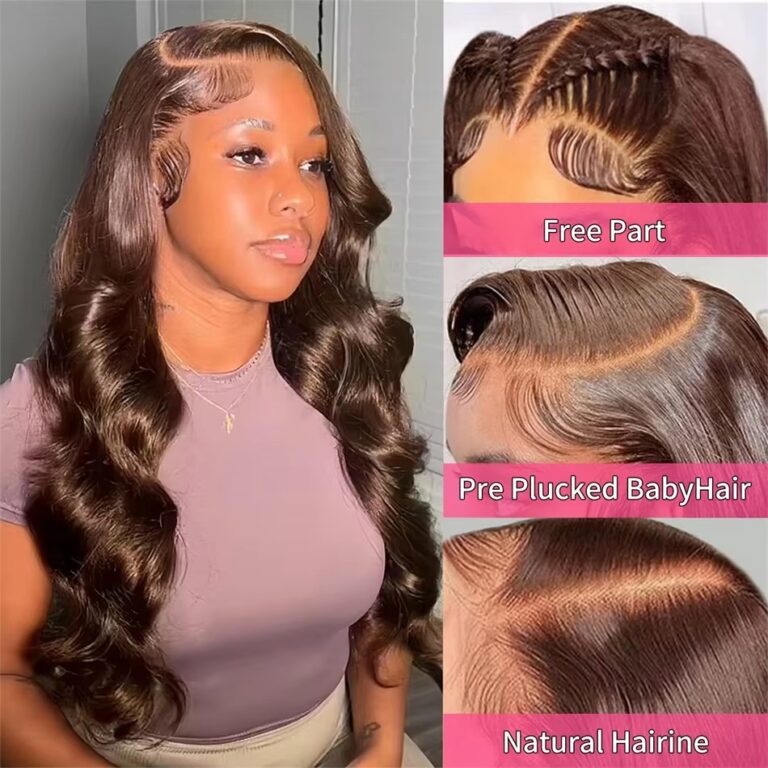 Pre-Plucked Chocolate Brown Human Hair Lace Front Wig – Body Wave