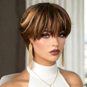 Short Layered Ombre Blonde Pixie Wig