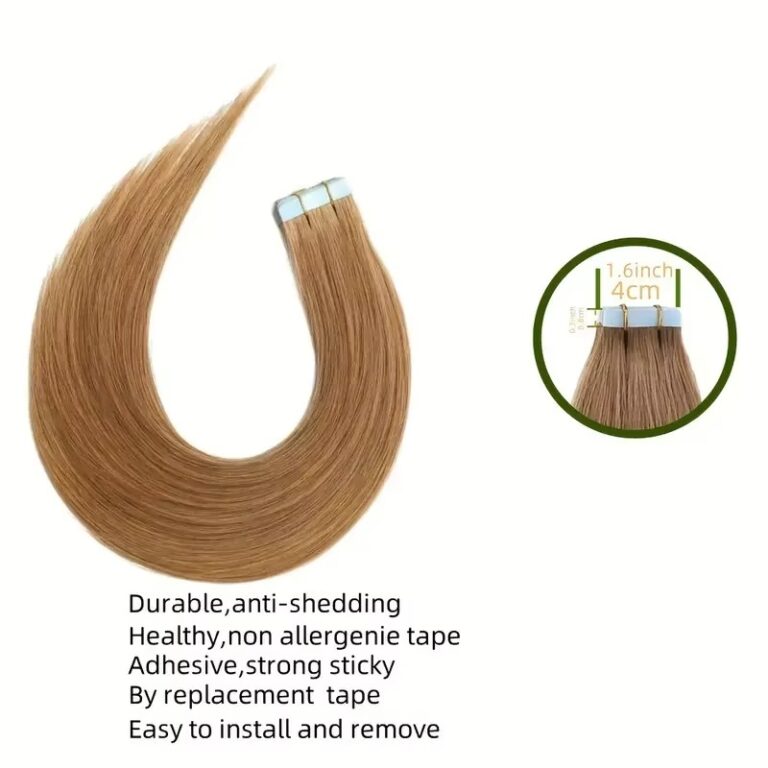 Straight #27 Strawberry Blonde 20pcs Tape-In Human Hair Extensions