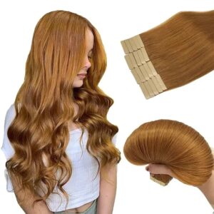 Straight #27 Strawberry Blonde 20pcs Tape-In Human Hair Extensions