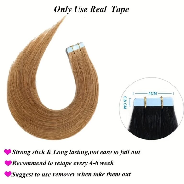 Straight #27 Strawberry Blonde 20pcs Tape-In Human Hair Extensions