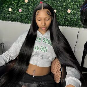 Straight Brazilian Human Hair Lace Front Wig – Pre-Plucked Silky for Women