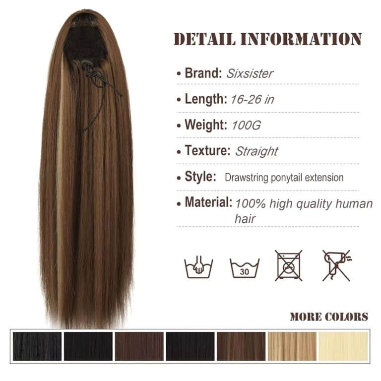 Straight Drawstring Ponytail Human Hair Extensions