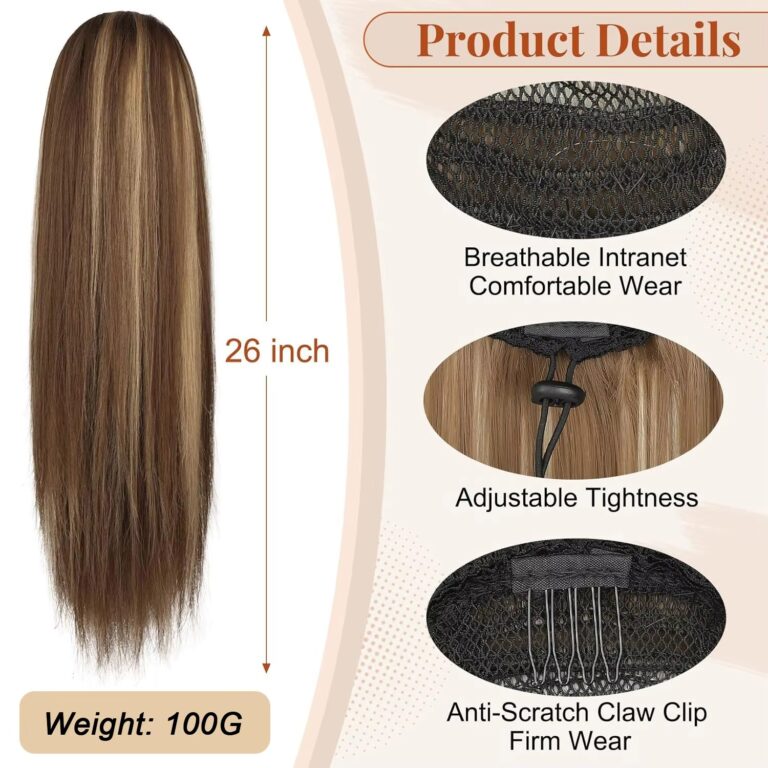 Straight Drawstring Ponytail Human Hair Extensions