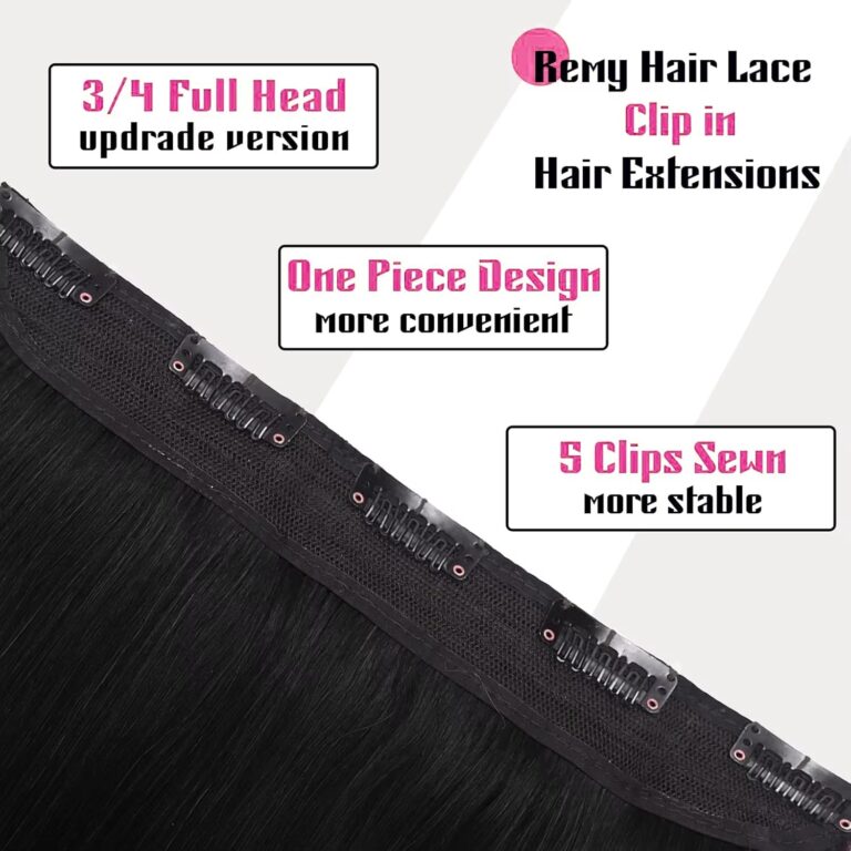 Straight One-Piece Clip-In Hair Extensions – 5 Clips 34 Full Head Long Straight Hair