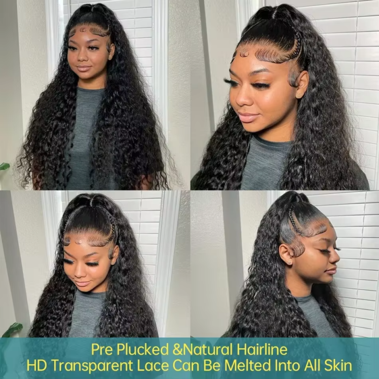 Transparent Lace Front Curly Human Hair Wig – Loose Deep Water Wave Frontal Wig for Women 1