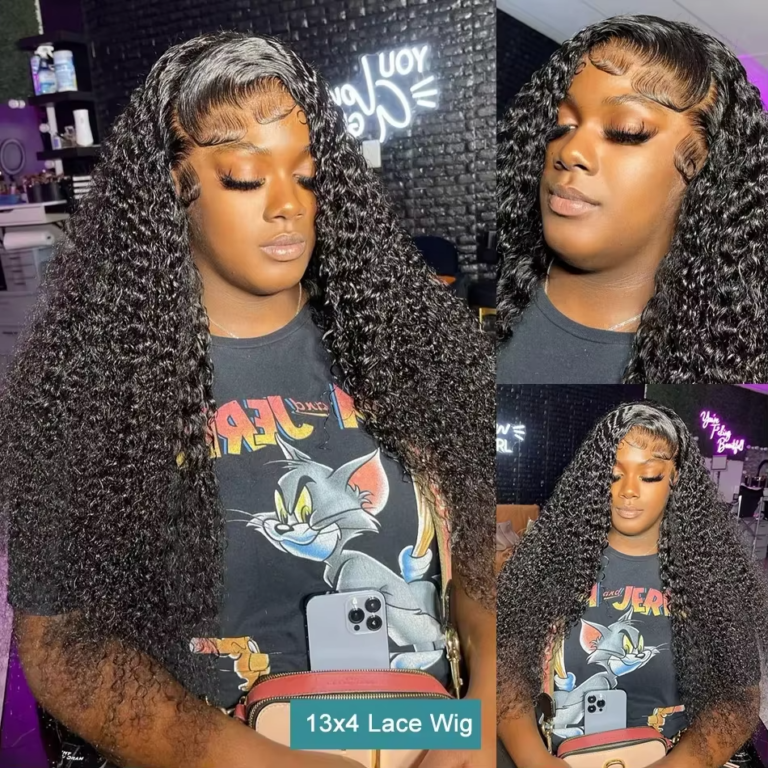 Transparent Lace Front Curly Human Hair Wig – Loose Deep Water Wave Frontal Wig for Women 2