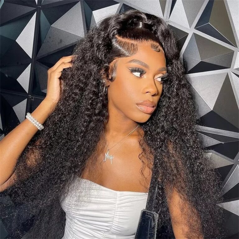 Transparent Lace Front Curly Human Hair Wig – Loose Deep Water Wave Frontal Wig for Women