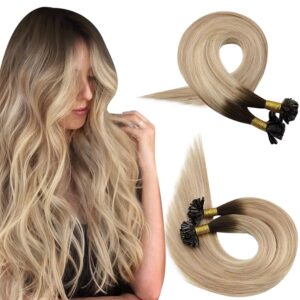 U Tip Hair Extensions 50g Real Remy Brazilian Human Hair Blonde Nail Tip Extensions for Women
